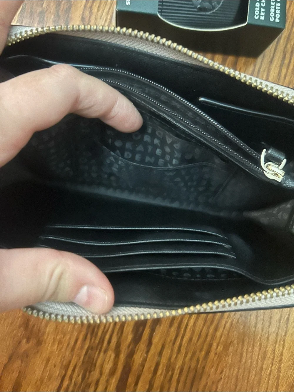 kate spade Two-Tone Cream and Black Wristlet Wallet